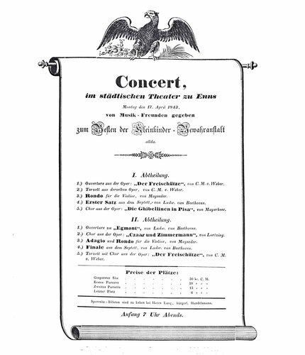 Theaterzettel | © Österreichische Akademie der Wissenschaften, Kommission für Musikforschung, Brucknerarchiv und -bibliothek