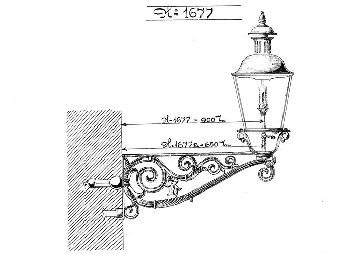 Skizze eines Gascandelabers