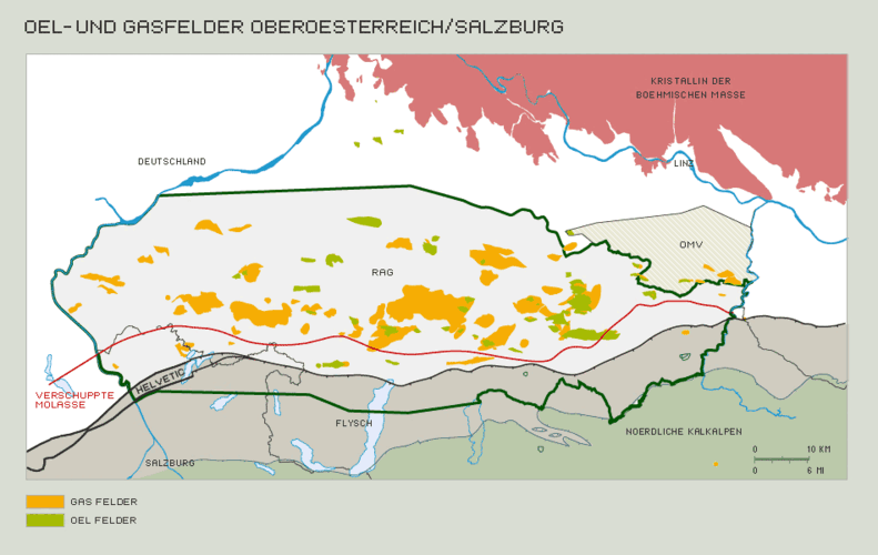 Öl- und Gasfelder in OÖ/Salzburg | © RAG