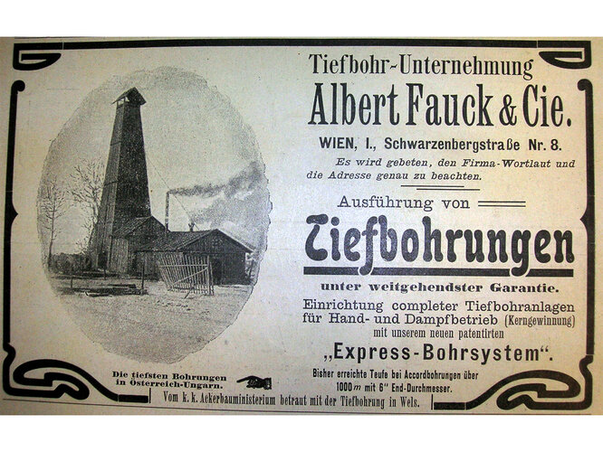 Reklame: Tiefbohr-Unternehmung