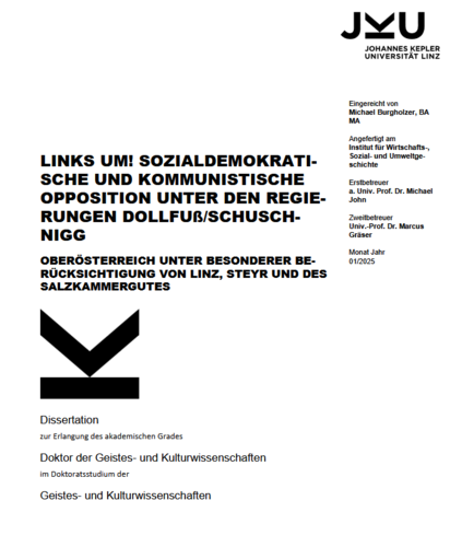 Michael Burgholzer: Links um! Links um! Sozialdemokratische und kommunistische Opposition unter den Regierungen Dollfuß/Schuschnigg
