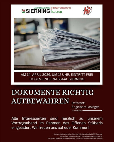 Einladung zum Vortrag: Dokumente richtig aufbewahren